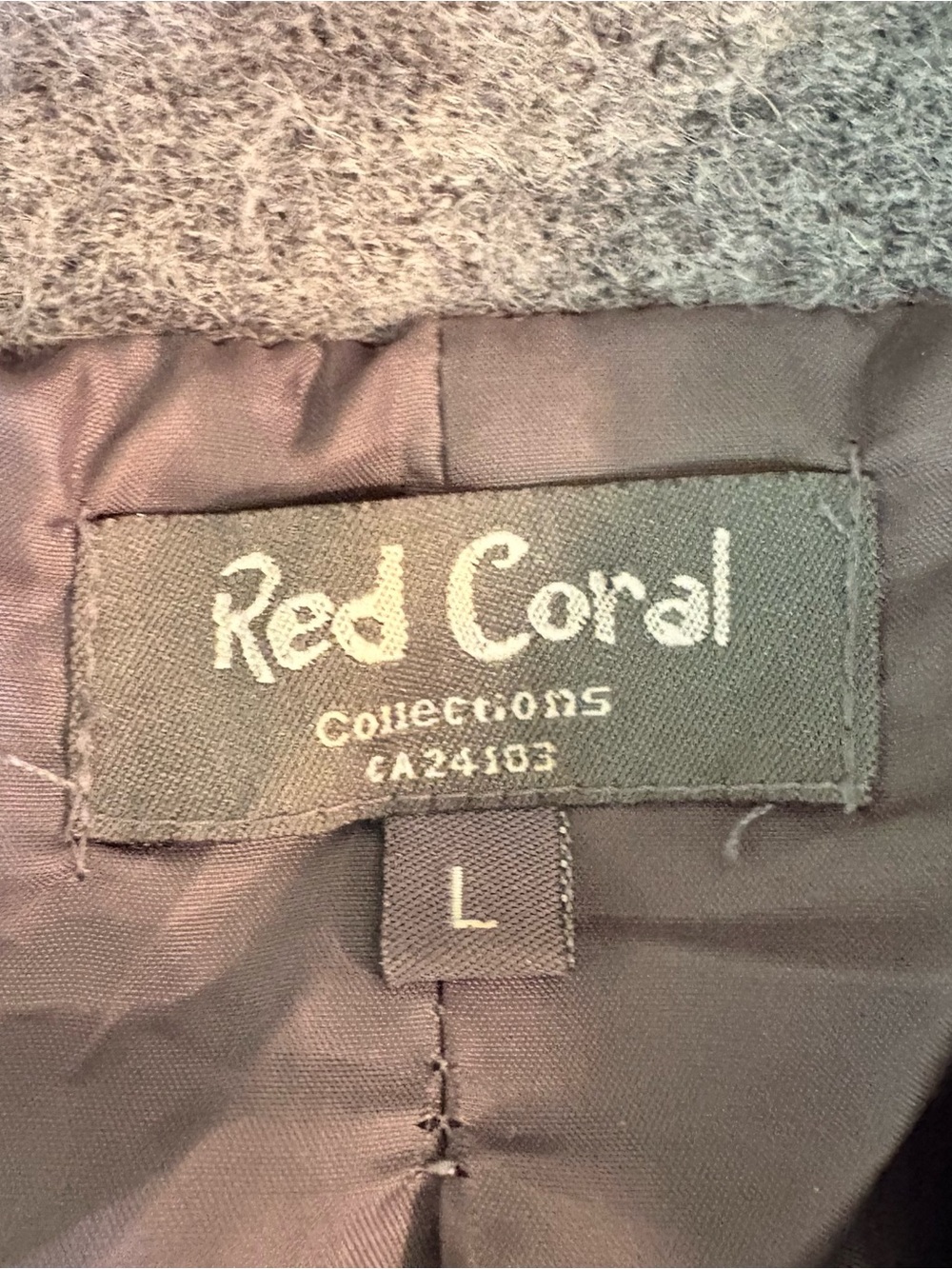 Women's Gray Pea Coat with Textured Collar - Picture 7 of 7
